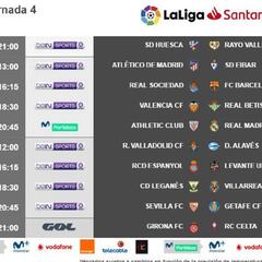 Ya hay horarios para la jornada 4 de LaLiga Santander