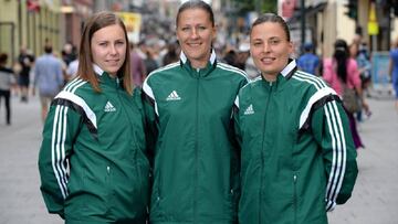 Anastasia Pustovoitova, a la derecha, dirigirá la final de Champions femenina entre el Lyon y el Barcelona.