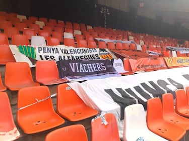 Las pancartas darán color a Mestalla en el Valencia-Levante