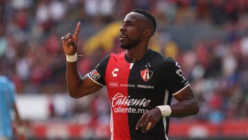   Julian Quinones celebrates his goal 3-0 of Atlas during the game Atlas vs Pachuca, corresponding to Round 15 of the Torneo Clausura 2023 of the Liga BBVA MX, at  Stadium, on April 15, 2023.

<br><br>

Julian Quinones celebra su gol de 3-0 Atlas durante el partido Atlas vs Pachuca, Correspondiente a la Jornada 15 del Torneo Clausura 2023 de la Liga BBVA MX, en el Estadio Jalisco, el 15 de Abril de 2023.