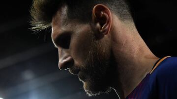 Lionel Messi of FC Barcelona looks on during the La Liga match between Barcelona and SD Eibar at Camp Nou on September 19, 2017 in Barcelona, Spain. (Photo by David Ramos/Getty Images)