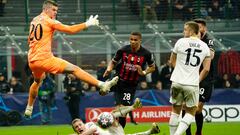 MILAN, ITALY - FEBRUARY 14: Malick Thiaw of AC Milan in action during the UEFA Champions League round of 16 leg one match between AC Milan and Tottenham Hotspur at Giuseppe Meazza Stadium on February 14, 2023 in Milan, Italy. (Photo by Pier Marco Tacca/AC Milan via Getty Images)