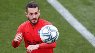 Koke, durante un entrenamiento con el Atlético.