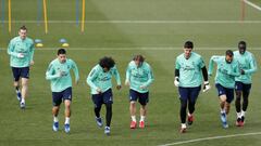 25/02/20 ENTRENAMIENTO REAL MADRID 
 MARCELO COURTOIS JAMES RODRIGUEZ MODRIC GRUPO