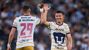 Ali Avila of Pumas during the 13th round match between Monterrey and Pumas UNAM as part of the Liga BBVA MX, Torneo Apertura 2024 at BBVA Bancomer Stadium on October 23, 2024 in Monterrey, Nuevo Leon, Mexico.