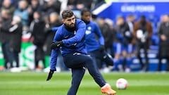 Soccer Football - Premier League - Leicester City v Chelsea - King Power Stadium, Leicester, Britain - March 11, 2023 Chelsea's Christian Pulisic during the warm up before the match REUTERS/Toby Melville EDITORIAL USE ONLY. No use with unauthorized audio, video, data, fixture lists, club/league logos or 'live' services. Online in-match use limited to 75 images, no video emulation. No use in betting, games or single club /league/player publications.  Please contact your account representative for further details.