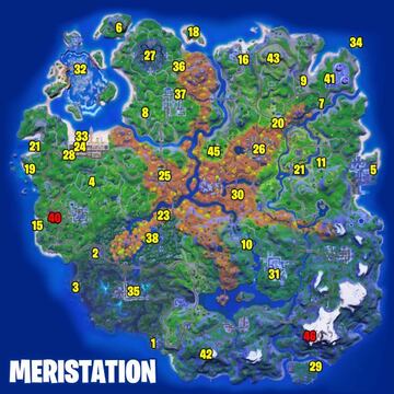 Mapa con las ubicaciones de los personajes de la Temporada 6 de Fortnite