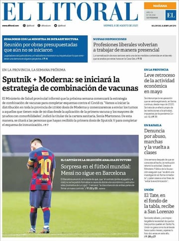 La salida de Messi, en las portadas de los periódicos de medio mundo