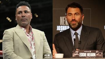 Óscar de la Hoya y Eddie Hearn tienen un largo historial de ataques verbales entre ellos, mismos que siguen sumándose en las últimas semanas.