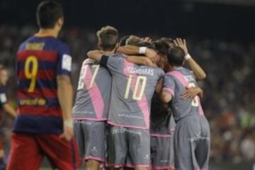 El Rayo celebra el primer gol del partido.