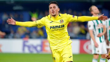 Fornals celebra uno de sus goles anotados en la Europa League con el Villarreal.