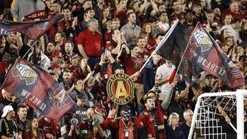 ATLANTA, GA - MARCH 05: The Atlanta United fans cheer during the game against the New York Red Bulls at Bobby Dodd Stadium on March 5, 2017 in Atlanta, Georgia. Mike Zarrilli/Getty Images/AFP
== FOR NEWSPAPERS, INTERNET, TELCOS & TELEVISION USE ONLY ==