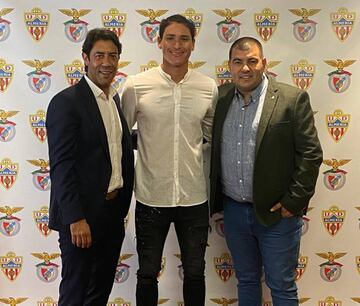 Rui Costa, director deportivo del Benfica; Darwin Núñez; y Edgardo Lasalvia, agente y hombre de confianza del delantero.