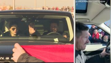 La salida de Simeone del Wanda grabada desde dentro y fuera de su coche