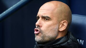 MANCHESTER, ENGLAND - OCTOBER 26: Pep Guardiola, Manager of Manchester City looks on prior to the Premier League match between Manchester City and Aston Villa at Etihad Stadium on October 26, 2019 in Manchester, United Kingdom. (Photo by Michael Regan/Get