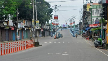 A deserted road is pictured after a new lockdown was imposed as a preventive measure against the spread of the COVID-19 coronavirus, in Siliguri on July 17, 2020. - India on July 17 became the third country in the world to record one million coronavirus c