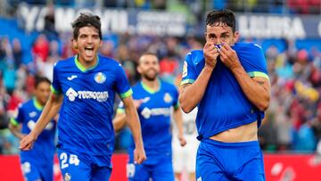 Jaime Mata celebra el gol que marcó ante el Osasuna y que permite al Getafe poder empatar el domingo para salvarse.