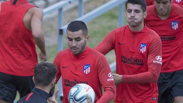 Correa, en un entrenamiento con el Atlético.