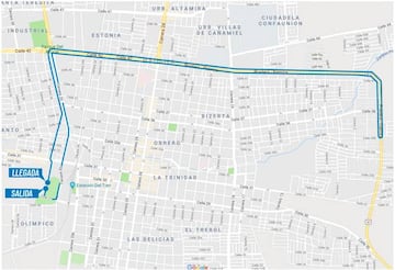 Recorrido de la primera etapa de la Carrera Oro y Paz 2.1.