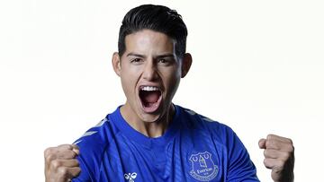 HALEWOOD, ENGLAND - SEPTEMBER 7 (EXCLUSIVE COVERAGE) James Rodriguez poses for a photograph after signing for Everton at USM Finch Farm on September 7 2020 in Halewood, England. (Photo by Tony McArdle/Everton FC via Getty Images)