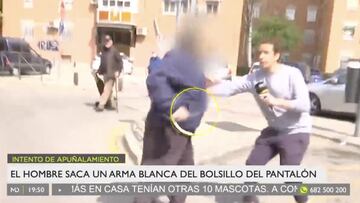 Un reportero de Telemadrid, amenazado a punta de navaja en pleno directo