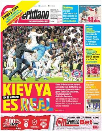 Las portadas de la prensa tras el Real Madrid-Bayern Múnich