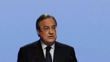 El presidente del Real Madrid, Florentino P&eacute;rez, durante su intervenci&oacute;n en la Asamblea General Ordinaria del club.