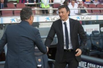 Saludo entre Caparrós y Luis Enrique.