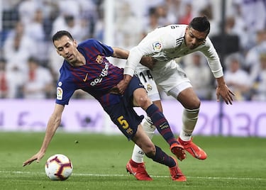 Sergio Busquets alcanzará hoy los 40 enfrentamientos directos ante el Real Madrid. El centrocampista azulgrana ha disputado hasta el momento 39, de los que ha ganado 19, ha empatado otros ocho y ha perdido los 12 restantes.