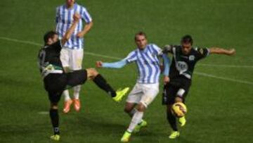 Imagen del partido amistoso en La Rosaleda entre el M&aacute;laga y el C&oacute;rdoba.