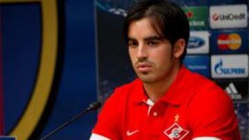 El centrocampista español del Spartak de Moscú en rueda de prensa.