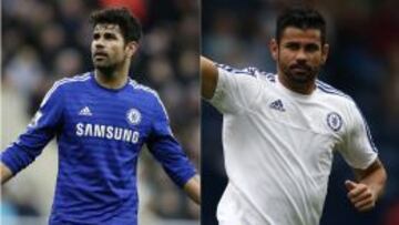 A la izquierda, Diego Costa en 2014. A la derecha, Diego Costa en 2015