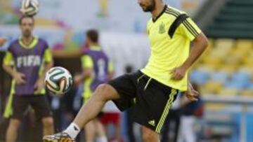 Albiol, durante un entreno.