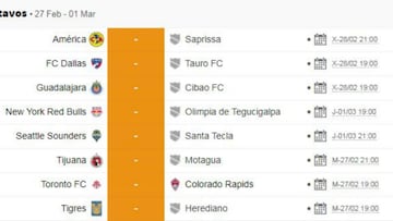 Calendario y horarios de los partidos de vuelta para los octavos de final de la Concachampions 2018. 