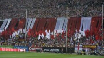 El fondo sur de los aficionados del Atl¨¦tico.