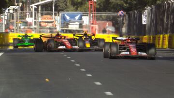 Charles Leclerc, Carlos Sainz y Checo Pérez en el GP de Azerbaiyán 2024.