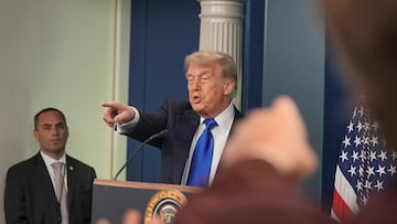 Presidente Donald Trump en conferencia de prensa en la Casa Blanca, en la que habló sobre el conflicto en Irán.