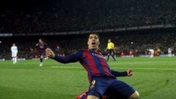 Luis Suárez celebra su gol ante el Madrid.