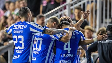 Fort Lauderdale (United States), 04/04/2024.- CF Monterrey team celebrate their goal during the CONCACAF Champions Cup soccer match between Inter Miami CF and CF Monterrey at the Chase Stadium in Fort Lauderdale, Florida, USA, 03 April 2024. EFE/EPA/CRISTOBAL HERRERA-ULASHKEVICH
