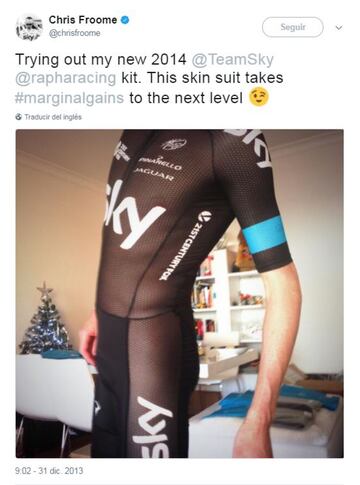 El Sky también avivó la polémica con un maillot casi transparente en 2014. El tejido de la marcha Rapha que usaba el equipo inglés en las contrarreloj ayudaba a la refrigeración, evaporación del sudor y anti-bacterias con la transparencia en el pecho, la