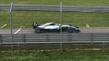 El Mercedes W08 en Silverstone.