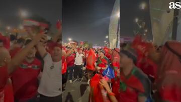 ¡Fiesta en Doha! Afición marroquí celebró eufóricamente su pase a cuartos de final
