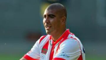 El atacante del Necaxa Luis Gorocito durante un juego de los hidrocálidos en el Ascenso MX.