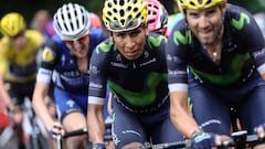 Alejandro Valverde y Nairo Quintana ruedan juntos durante la decimonovena etapa del Tour de Francia 2016 con final en Saint-Gervais Mont Blanc.