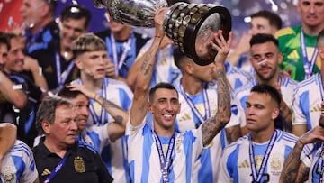 Di Maria (11) celebrates after winning the Copa America