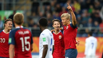 Erling Haaland se encargó firmar una épica actuación con la Selección de Noruega en la Copa del Mundo Sub-20 de Polonia 2019; Honduras sufrió bastante.