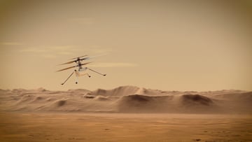 FILE PHOTO: Ingenuity Mars Helicopter flies over Mars in an undated illustration provided by Jet Propulsion Laboratory in Pasadena, California. NASA/JPL-Caltech/Handout via REUTERS.  THIS IMAGE HAS BEEN SUPPLIED BY A THIRD PARTY./File Photo