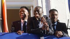 Mendy, con Vinicius y Camavinga en las celebraciones de la 15ª.