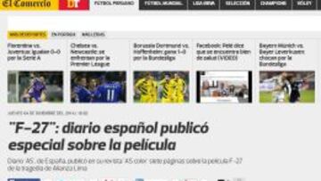 Portada de 'El Comercio' de Perú.