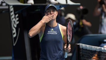 Angelique Kerber celebra su victoria ante la estadounidense Madison Keys.